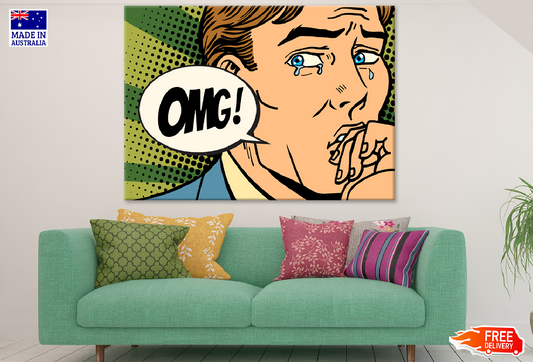 OMG Quote & Crying Man Illustration Print 100% Australian Made