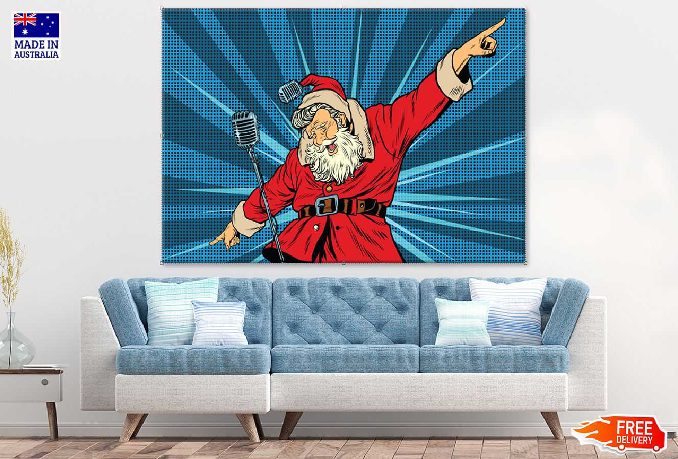 Santa Claus Singing Illustration Print 100% Australian Made