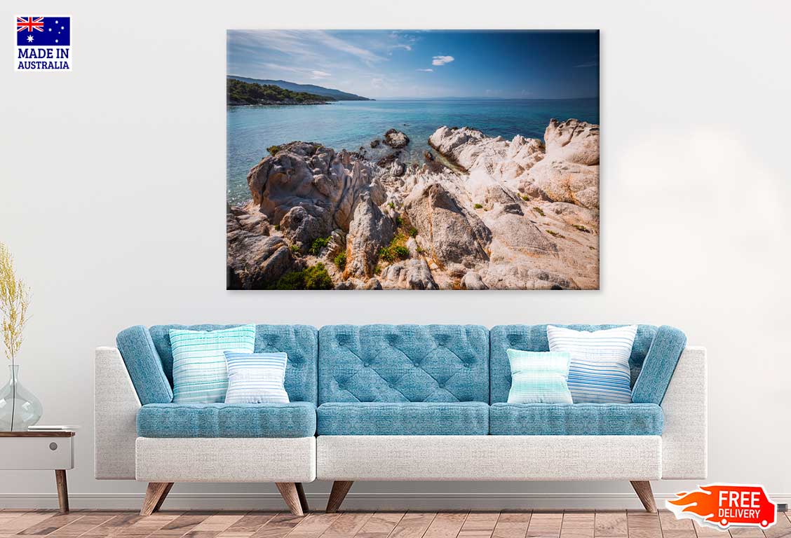 Rocks near Sea & Blue Sky View Photograph Print 100% Australian Made