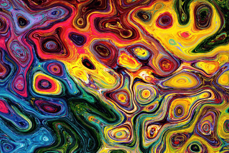 Blue Yellow & Red Abstract Design Print 100% Australian Made