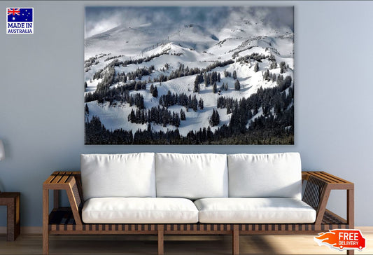 Mountain Snow Trees Aerial View Photograph Print 100% Australian Made