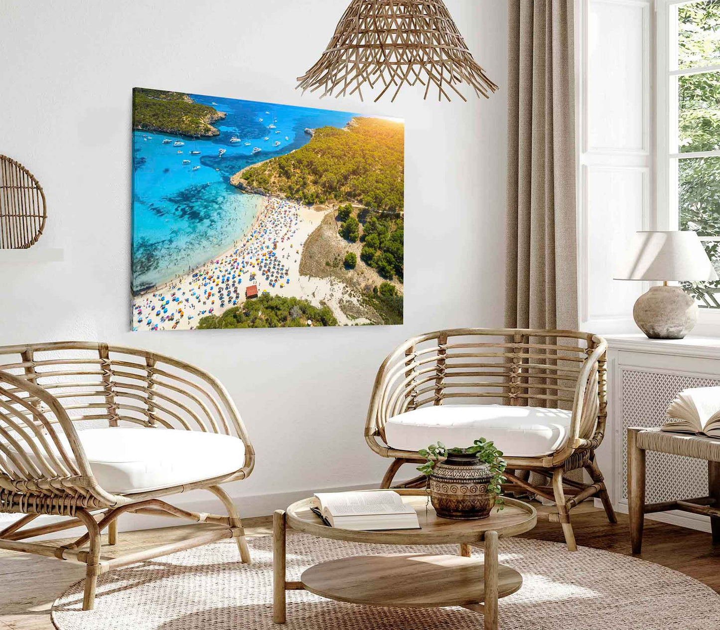 Bella Home Sandy Beach With Colorful Umbrellas City Print Canvas Ready to hang