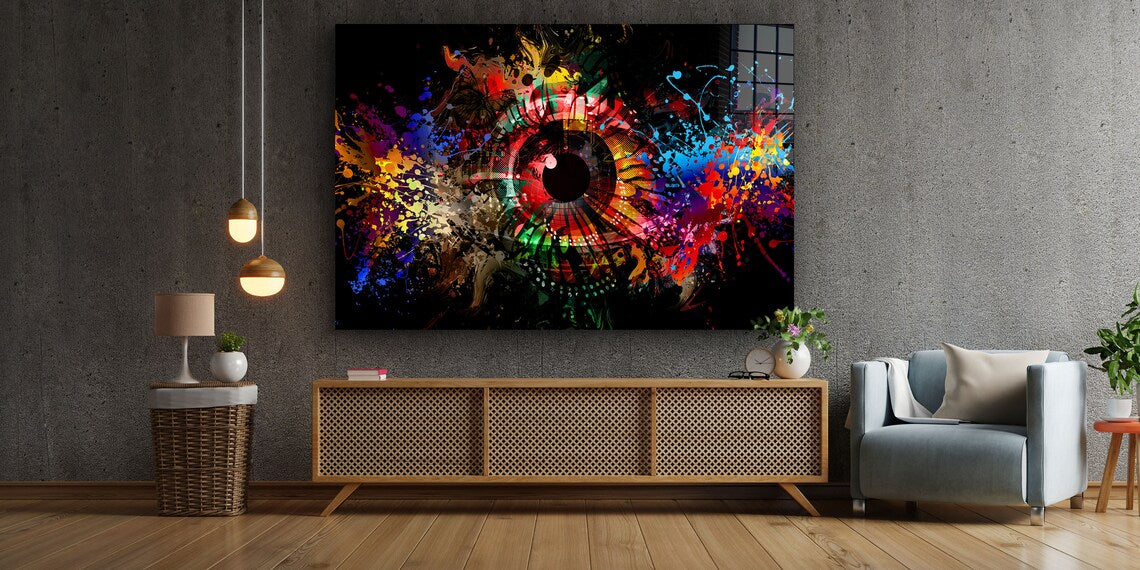 Colorful Eye Abstract Print Tempered Glass Wall Art 100% Made in Australia Ready to Hang