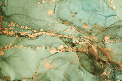 Green & Gold Abstract Design Print 100% Australian Made