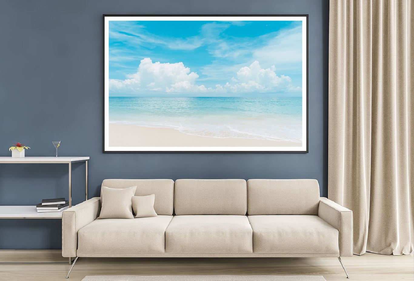 Tropical Beach with Blue Sky View Photograph Home Decor Premium Quality Poster Print Choose Your Sizes