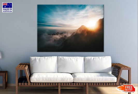 Sunrise View From Mountains Fog Photograph Print 100% Australian Made