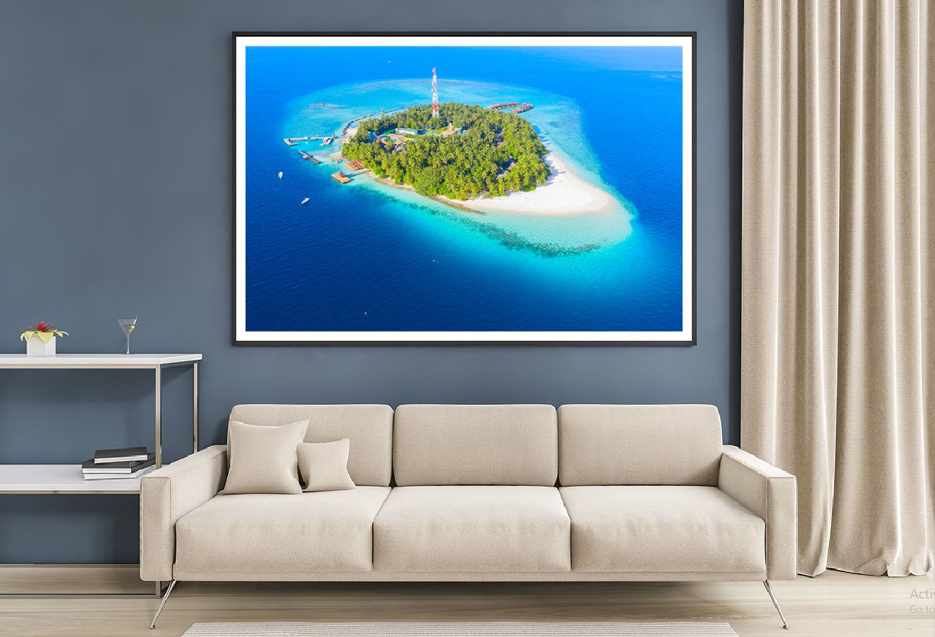 Small Island Aerial View Photograph Maldives Home Decor Premium Quality Poster Print Choose Your Sizes