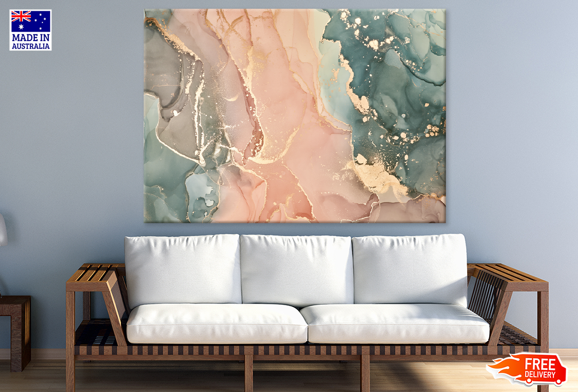 Green Pink & Gold Abstract Design Print 100% Australian Made