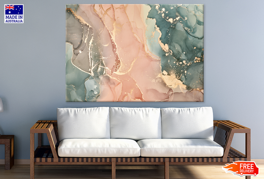Green Pink & Gold Abstract Design Print 100% Australian Made