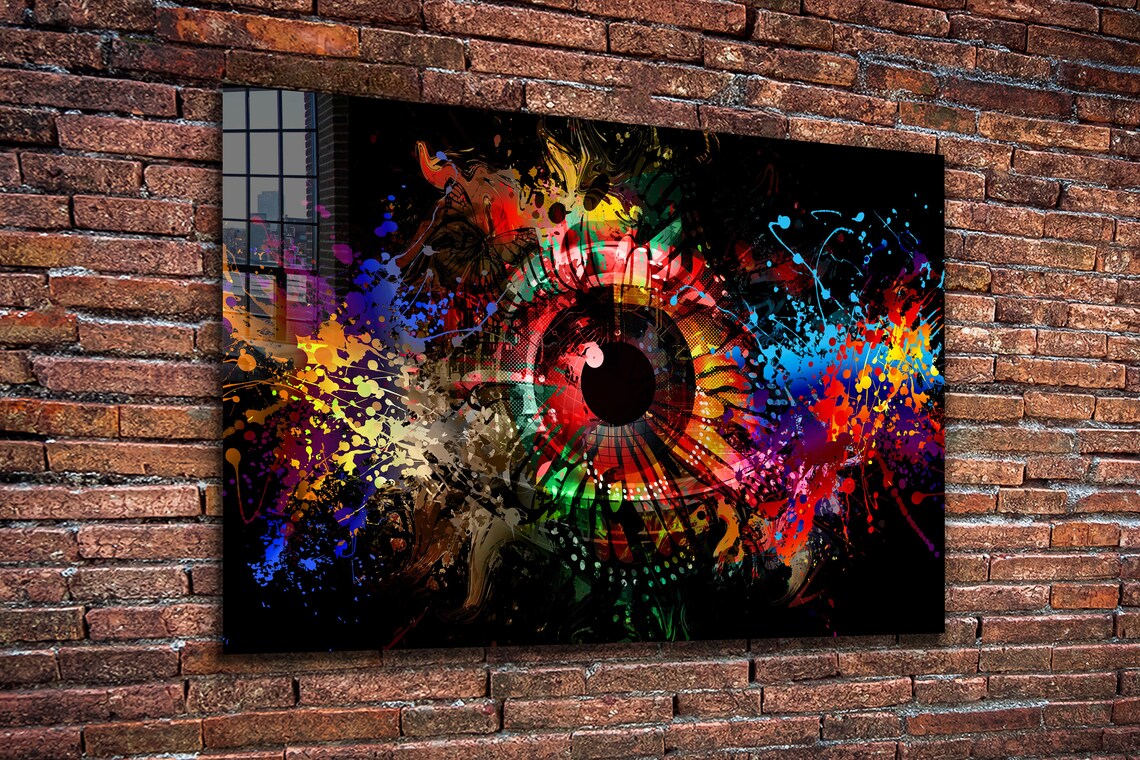 Colorful Eye Abstract Print Tempered Glass Wall Art 100% Made in Australia Ready to Hang