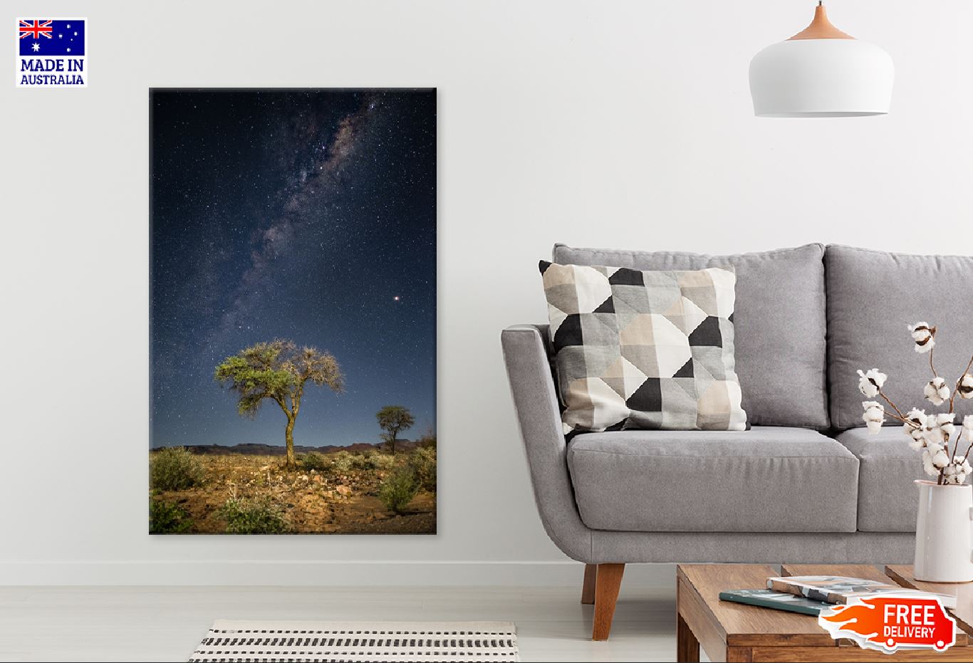 Tree on Milky Way Galaxy Scenery Photograph Print 100% Australian Made