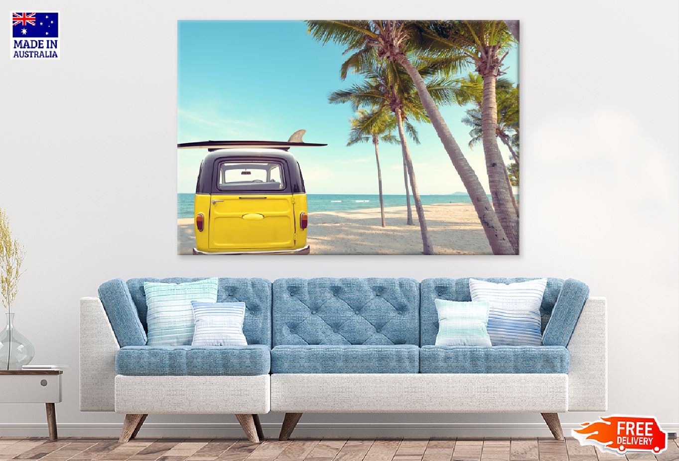 Vintage Car Parked on Beach View Photograph Print 100% Australian Made