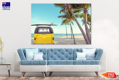 Vintage Car Parked on Beach View Photograph Print 100% Australian Made