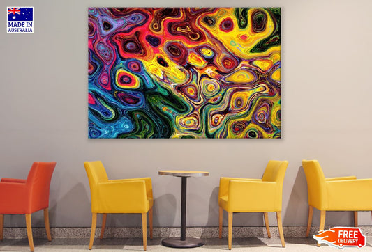 Blue Yellow & Red Abstract Design Print 100% Australian Made