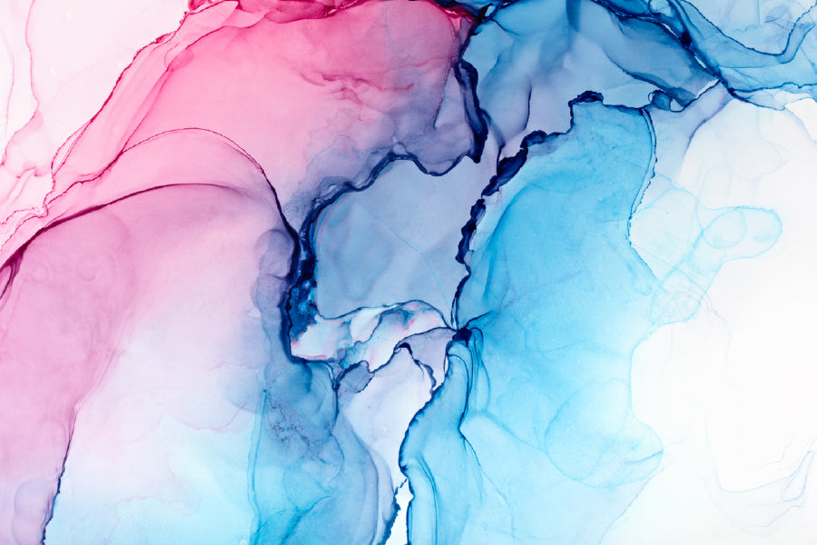 Pink & Blue Ink Abstract Design Home Decor Premium Quality Poster Print Choose Your Sizes