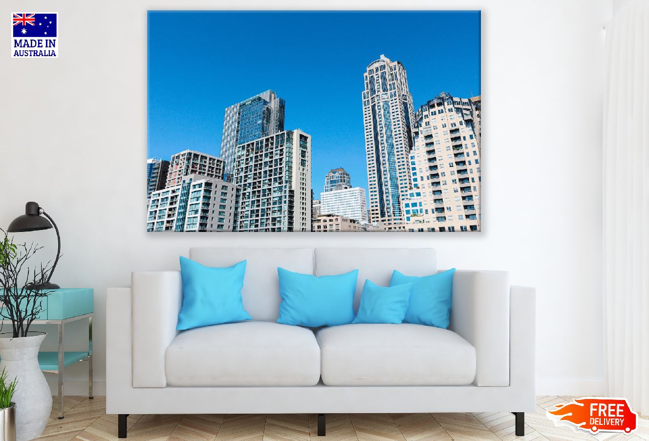 Skyscrapers in Downtown at Sky Photograph, USA Print 100% Australian Made