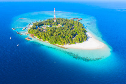 Small Island Aerial View Maldives Print 100% Australian Made