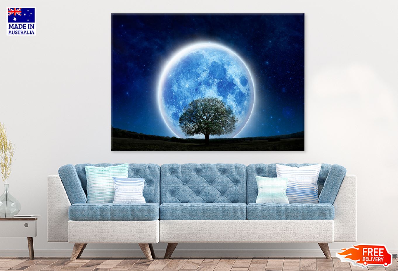 Super Full Moon & Tree Night View Photograph Print 100% Australian Made