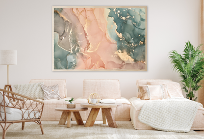 Green Pink & Gold Abstract Design Home Decor Premium Quality Poster Print Choose Your Sizes