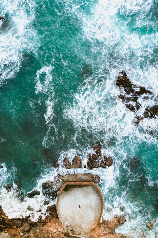Waves Crashing Sea Coast Aerial View Photograph Print 100% Australian Made