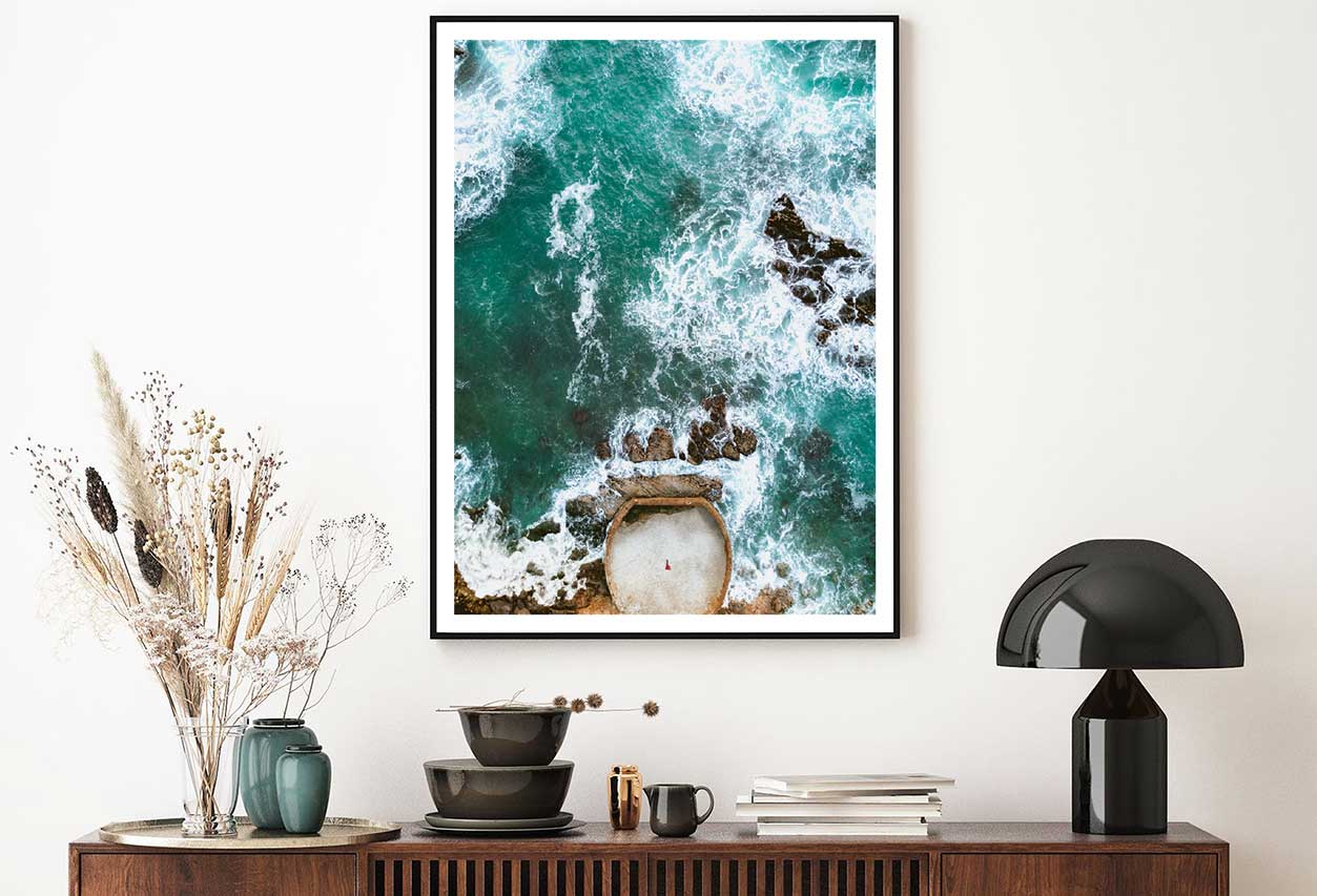Waves Crashing Sea Coast Aerial View Home Decor Premium Quality Poster Print Choose Your Sizes