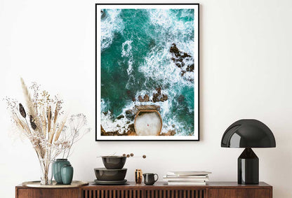 Waves Crashing Sea Coast Aerial View Home Decor Premium Quality Poster Print Choose Your Sizes