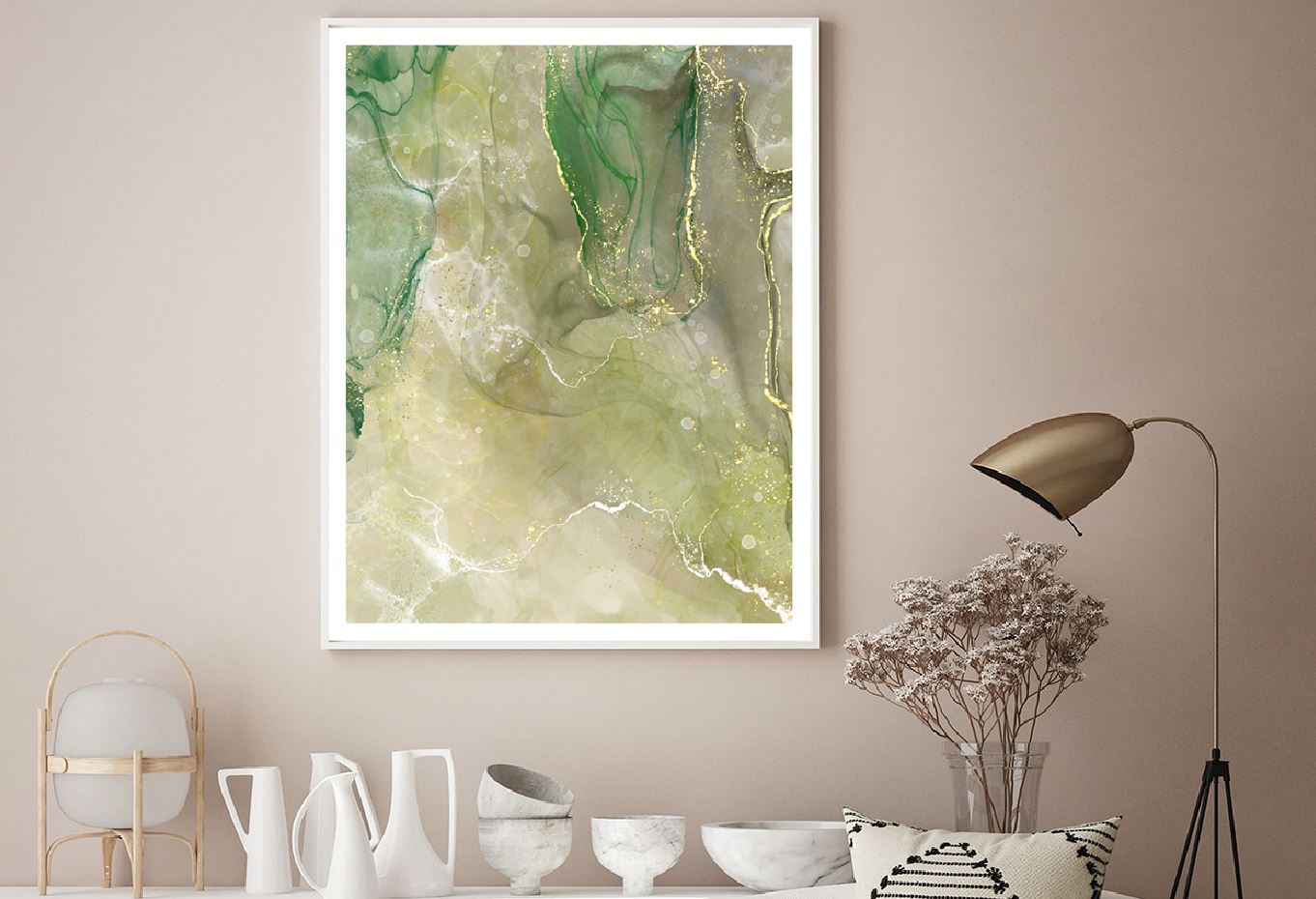 Green & Gold Lines Abstract Design Home Decor Premium Quality Poster Print Choose Your Sizes