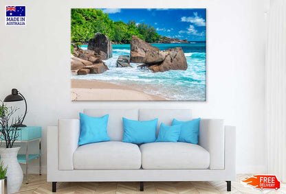 Rocks & Trees on Ocean Seychelles Photograph Print 100% Australian Made