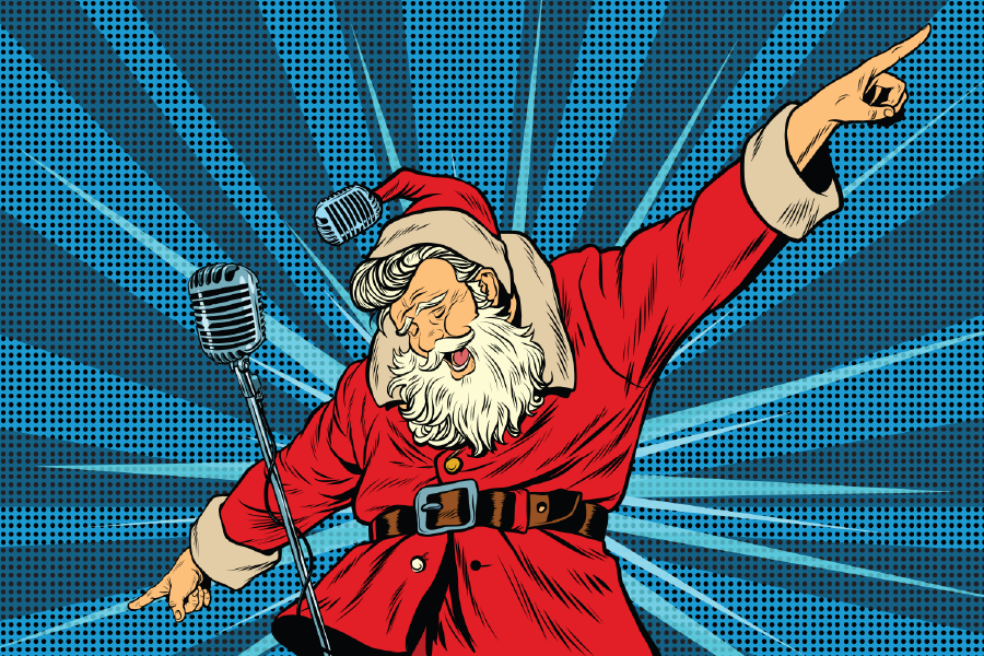 Santa Claus Singing Illustration Print 100% Australian Made