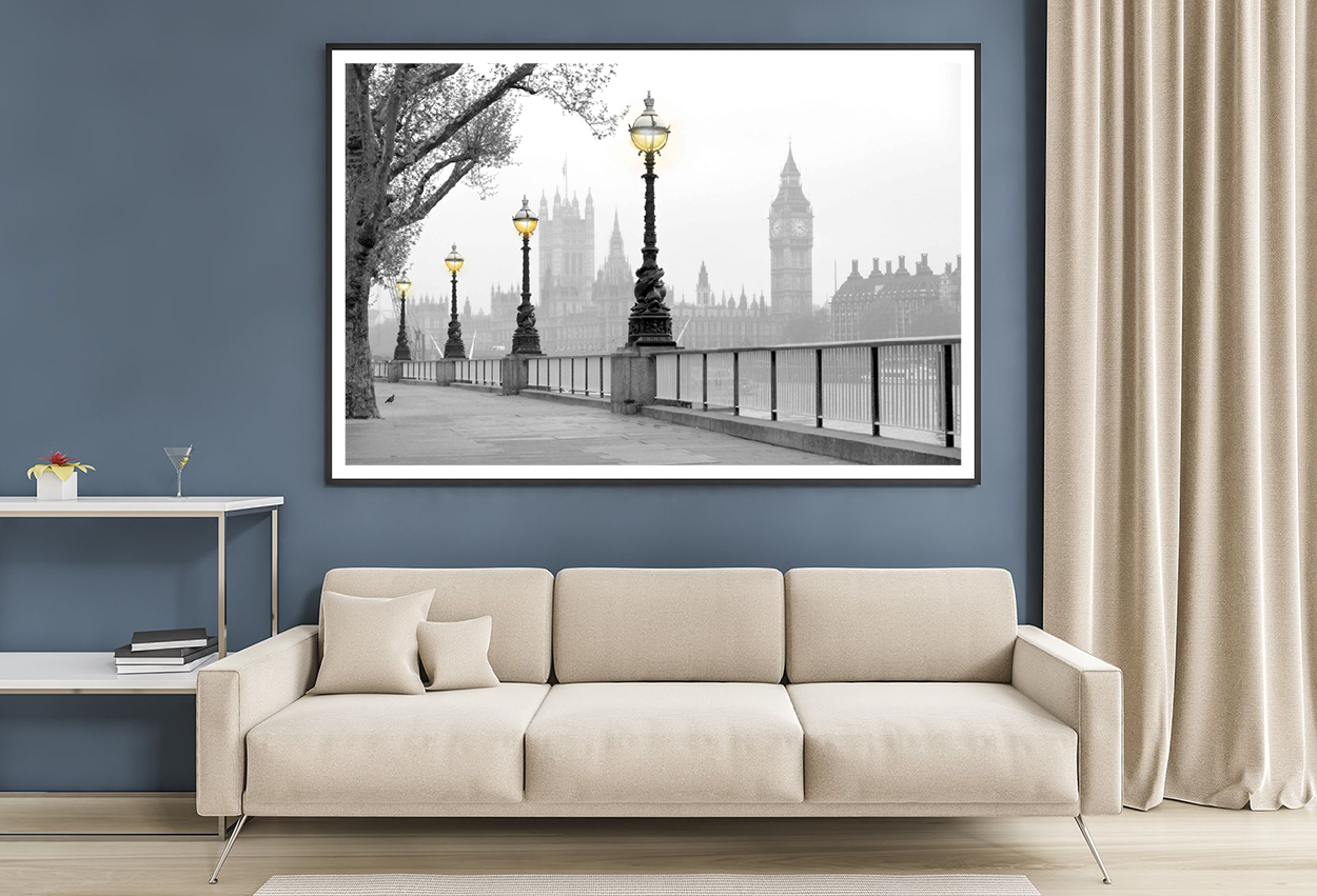 Street Lights B&W City View Photograph Home Decor Premium Quality Poster Print Choose Your Sizes