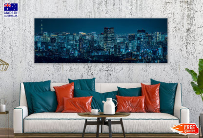 Panoramic Canvas Night View Photograph Tokyo Japan High Quality 100% Australian Made Wall Canvas Print Ready to Hang