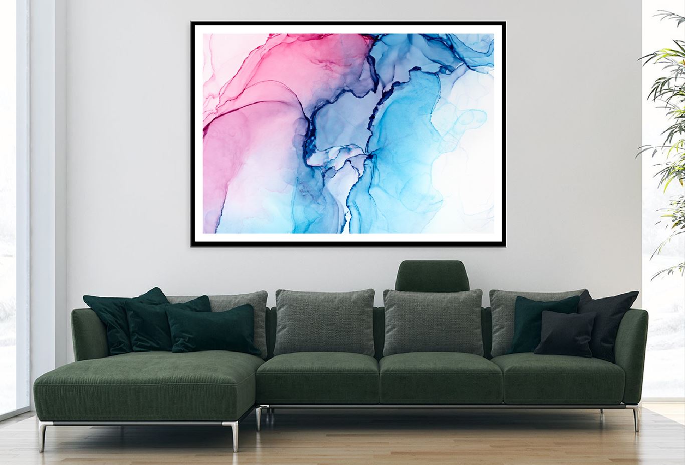 Pink & Blue Ink Abstract Design Home Decor Premium Quality Poster Print Choose Your Sizes