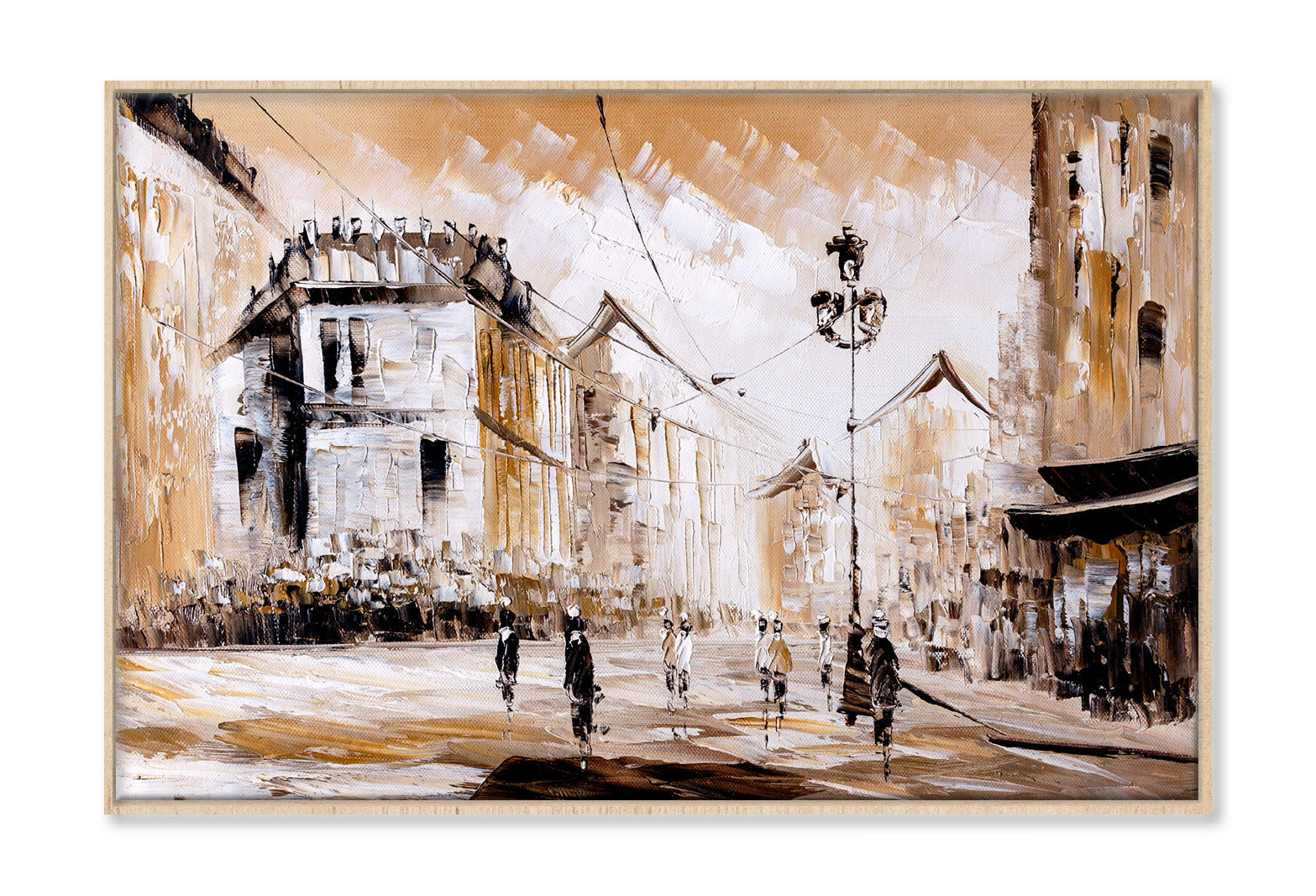 Paris Street & People Watercolor Painting Wall Art Limited Edition High Quality Print Canvas Box Framed Natural