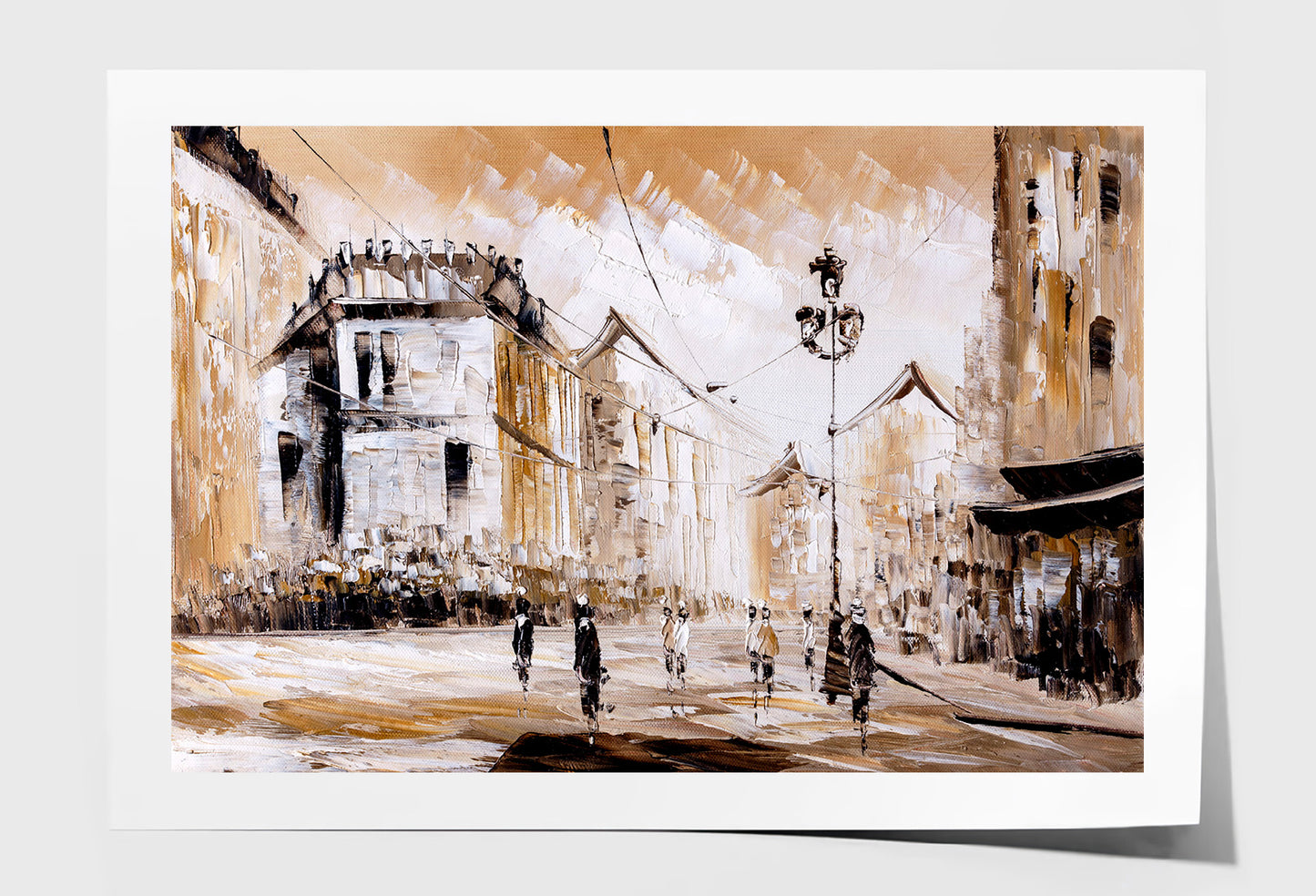 Paris Street & People Watercolor Painting Wall Art Limited Edition High Quality Print Unframed Roll Canvas None