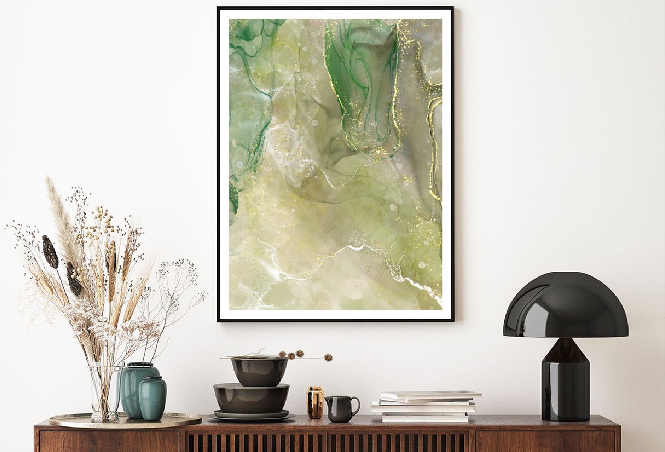 Green & Gold Lines Abstract Design Home Decor Premium Quality Poster Print Choose Your Sizes