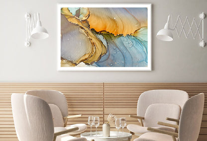 Blue Orange & Gold Abstract Design Home Decor Premium Quality Poster Print Choose Your Sizes