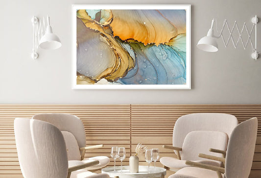 Blue Orange & Gold Abstract Design Home Decor Premium Quality Poster Print Choose Your Sizes