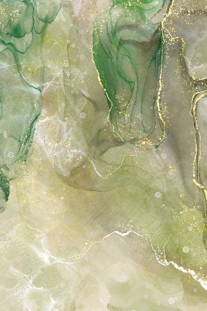 Green & Gold Lines Abstract Design Home Decor Premium Quality Poster Print Choose Your Sizes