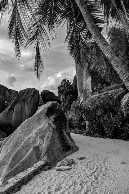 La Digue Island Beach Shore B&W Photograph Home Decor Premium Quality Poster Print Choose Your Sizes