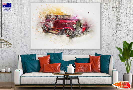 Vintage Car Abstarct Watercolor Painting Print 100% Australian Made
