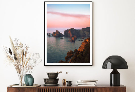 Sea with Cliffs Sunset Scenery View Photograph Home Decor Premium Quality Poster Print Choose Your Sizes
