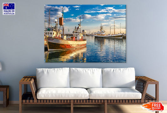 Fisherman Boats Sea Harbor View Photograph Print 100% Australian Made