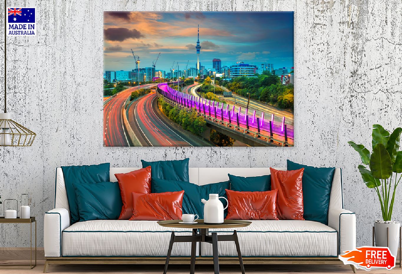 Auckland City Roads Sunset View Photograph Print 100% Australian Made