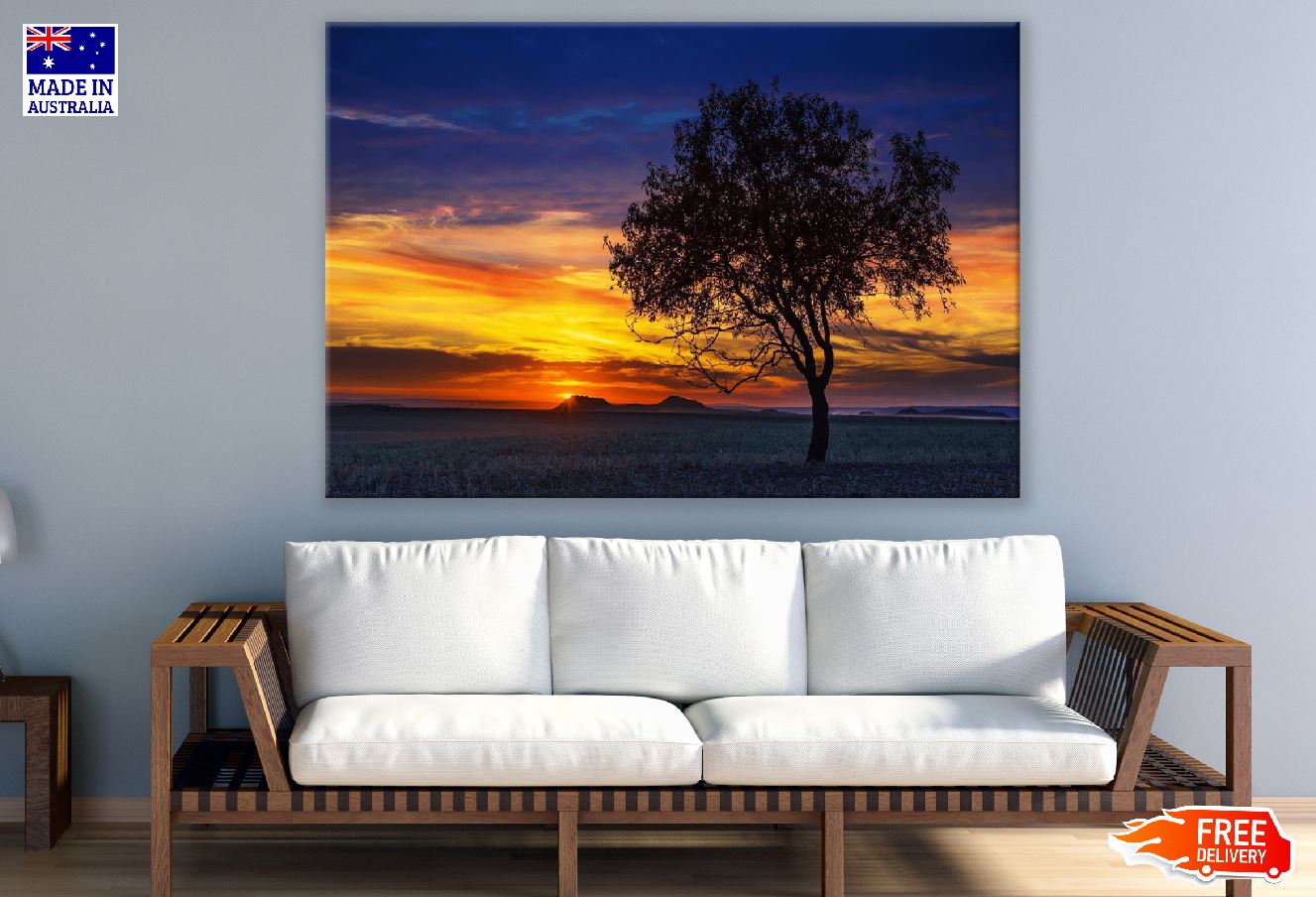 Alone Tree in the Sunset Photograph Print 100% Australian Made