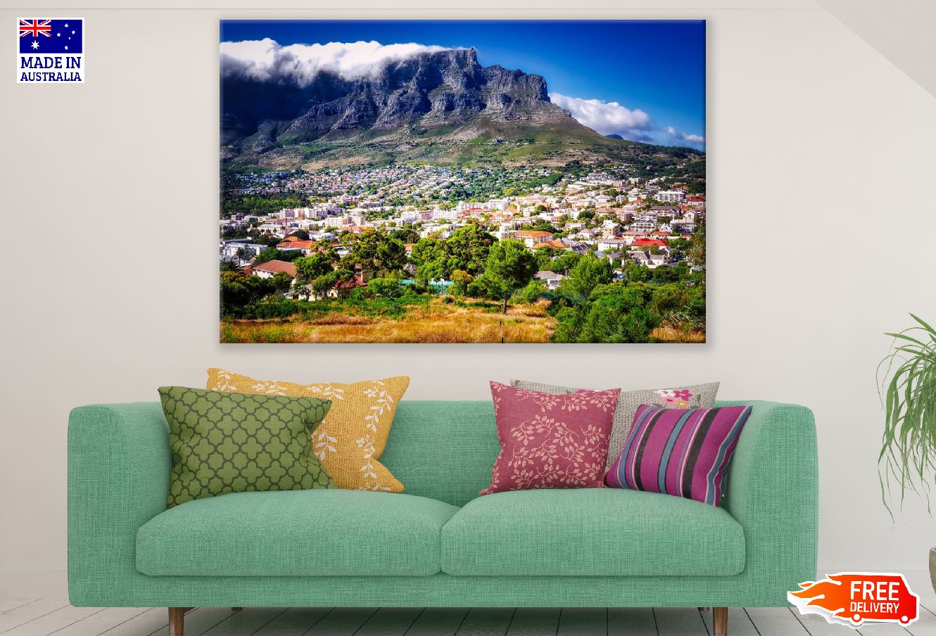 Maclear's Beacon Mountain & Cityscape South Africa Print 100% Australian Made