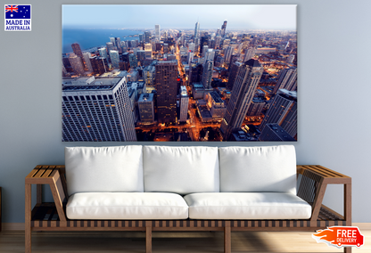 City Skyline View Evening Photograph Print 100% Australian Made