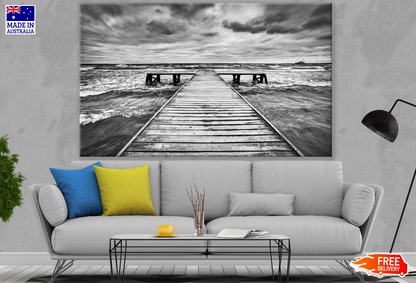 Beach with Pier B&W Photograph Print 100% Australian Made