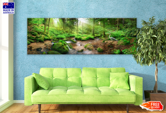 Panoramic Canvas Stunning Deep Forest & Crane Bird High Quality 100% Australian made wall Canvas Print ready to hang