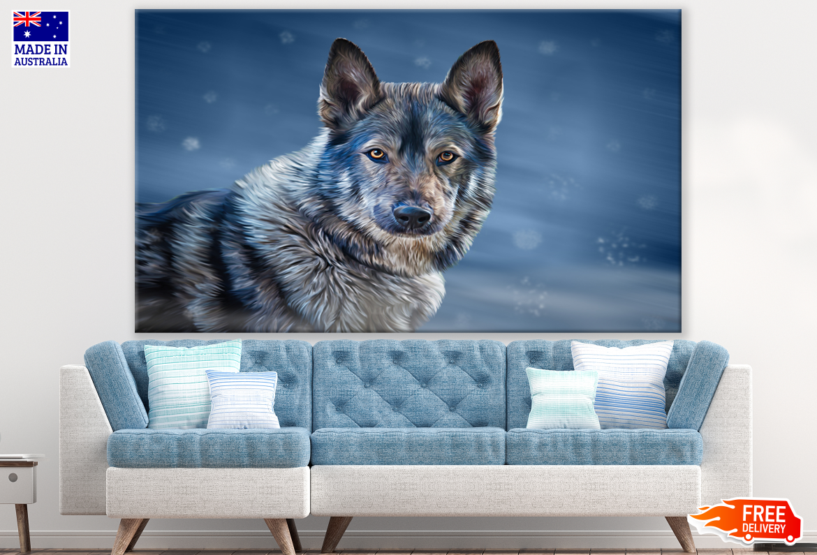 Wolf Portrait Snow Photograph Print 100% Australian Made