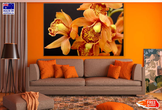 Orange Orchid Flowers Closeup Photograph Print 100% Australian Made